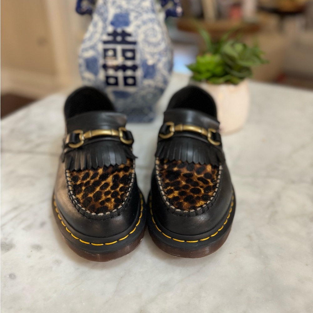 Dr. Martens Black and Leopard Print Men's Shoes